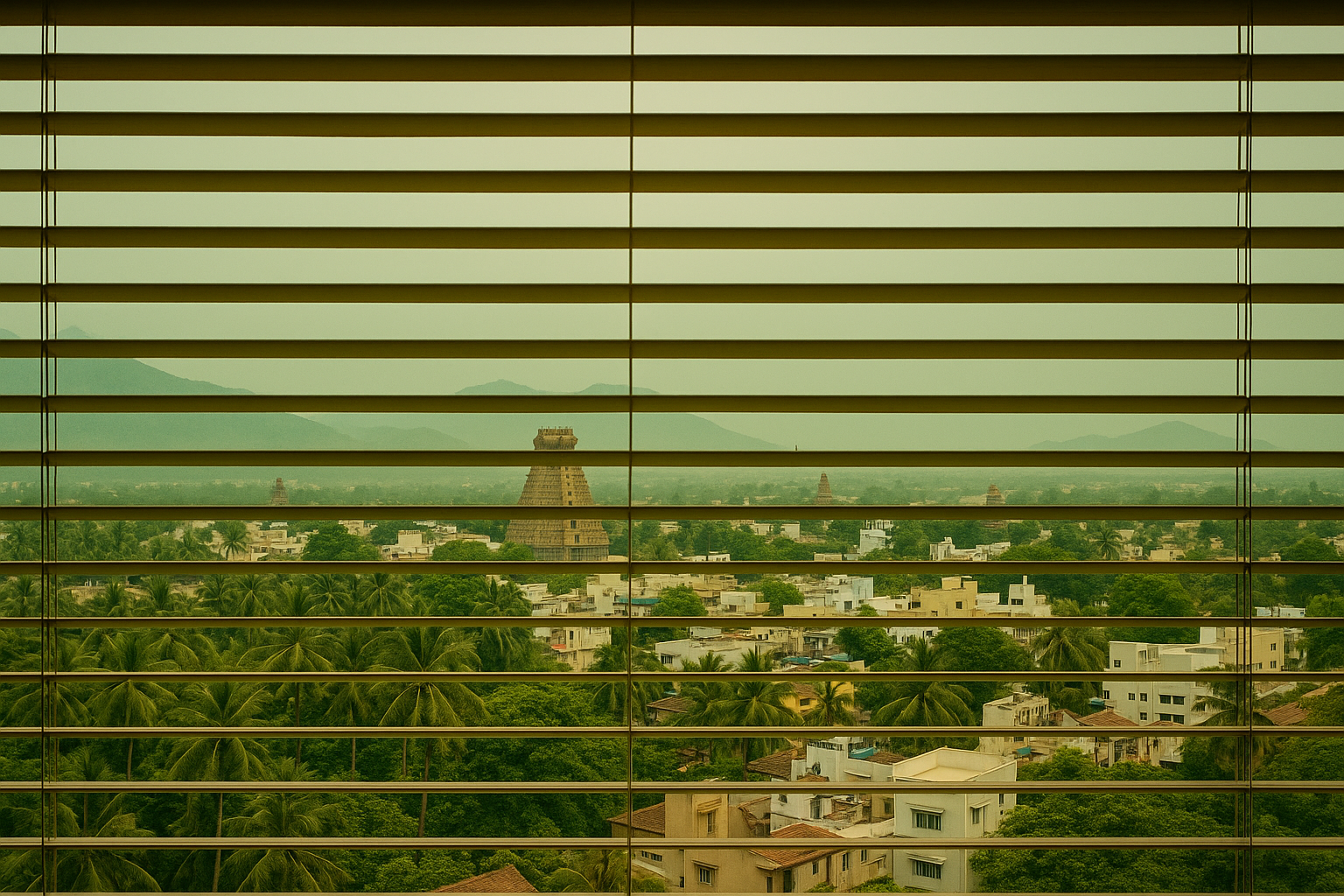 Elegant living room with blinds